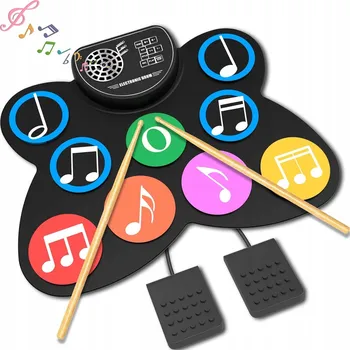 Hudební nástroj pro děti ELEKTRONICKÉ BICÍ S REPRODUKTOREM, PALIČKAMI A PODLOŽKOU - 9 PADŮ