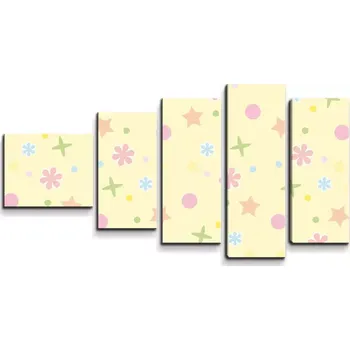 Obraz Sablio Obraz - 5-dílný Hvězdy, květy a puntíky - 100x60 cm