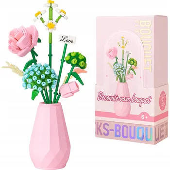 ostatní stavebnice STAVEBNÍ STAVEBNICE KYTICE SADA KVĚTIN VÁZA KVĚTINY DÁREK RŮŽE KVĚT