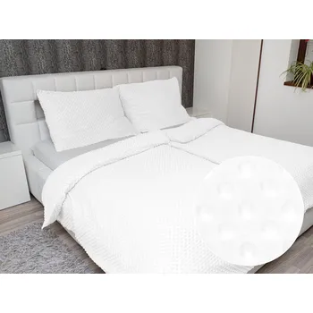 Povlečení Hřejivé ložní povlečení Minky TOP 3D puntíky MKP-059 Bílé Jednolůžko 140x200 a 70x90 cm
