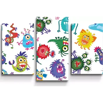 Obraz Sablio Obraz - 3-dílný Barevné příšerky - 75x50 cm