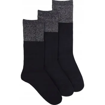 Dámské ponožky Dámské dlouhé Ponožky s lurexem černé ponožky 3 kusy, 35-38 YOCLUB