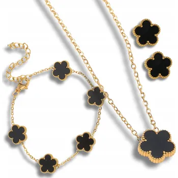 Náramek Sada zlatých šperků, chirurgická ocel , náhrdelník náušnice náramek