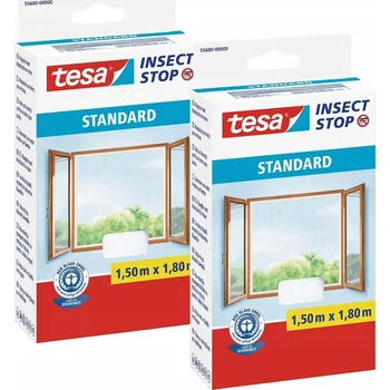 Síť proti hmyzu TESA STANDARD Moskytiéra do okna, okenní moskytiéra 150x180cm bílá x2