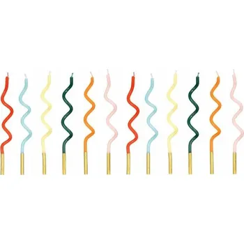 Dortová svíčka NAROZENINOVÉ SVÍČKY ZAKŘIVENÉ DUHA 14 CM NAROZENINY 12 KS SVÍČKA