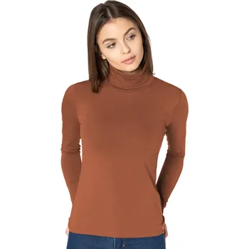 Dámský svetr LaTynka dámský golf hnědý dlouhý rukáv Elegantní klasický dámský golf bavlna velikost S/M