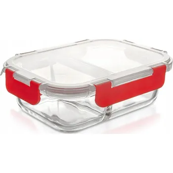 Dóza na potraviny SKLENĚNÁ DÓZA NA JÍDLO S PŘIHRÁDKAMI LUNCHBOX 550ML