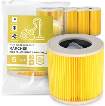 Filtr do vysavače 5x FILTR do VYSAVAČE Kärcher WD2 Plus V-15/4/18 (1.628-003.0) FILTRY EM-W