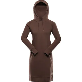 Dámské šaty Dámské mikinové šaty ALPINE PRO Oleba hnědé Velikost: XS