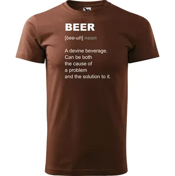 Pánské tričko Sablio Tričko s potiskem Beer - hnědé S