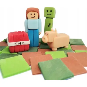 Jedlá dekorace na dort Cukrová sada na dort ve stylu Minecraft