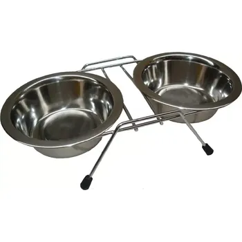 Miska pro psa Magnum Nerezové misky dvojité ve stojánku 2x1,8l
