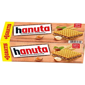 Ferrero Hanuta 11 kusů oplatek s lískovými oříšky, 242g