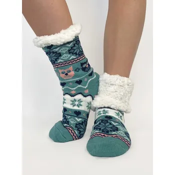Dámské ponožky Dámské vlněné termo ponožky SOVA tyrkys, VELIKOST 39 - 42