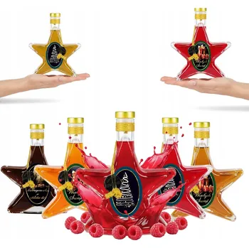 Láhev 5x Láhev HVĚZDA 200 Ml ZDOBENÁ VÁNOČNÍ láhev na svátky likéry