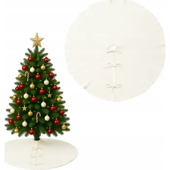 Vánoční dekorace VÁNOČNÍ PODLOŽKA KOBEREC KOBEREC POD VÁNOČNÍ STROMEK BÍLÝ VELKÝ KULATÝ NA DÁRKY