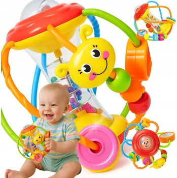 Hračka pro nejmenší Velká barevná koule chrastítko senzorická vzdělávací míč Hola