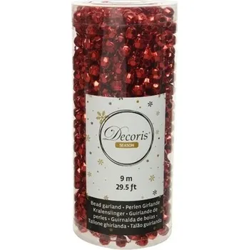 Vánoční dekorace Korálková girlanda, řetěz na vánoční stromeček, bordó, 900 cm
