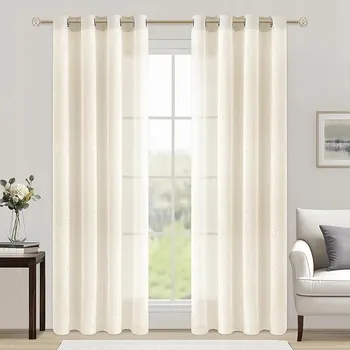 Mrtrees Poloprůhledné závěsy s lněným vzhledem 2 ks krémové 140x225