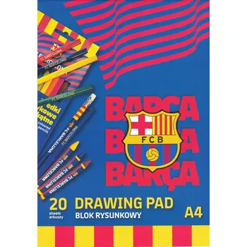 Blok Bílý kreslicí blok A4, 20 listů, FC BARCELONA, 100 g/m²