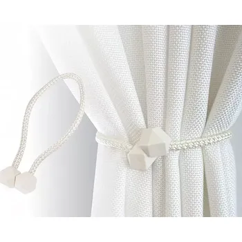 Příslušenství pro záclonu a závěs Sablio Dekorační úvaz - šňůra na závěsy s magnetem - 1 pár - krémová světlá