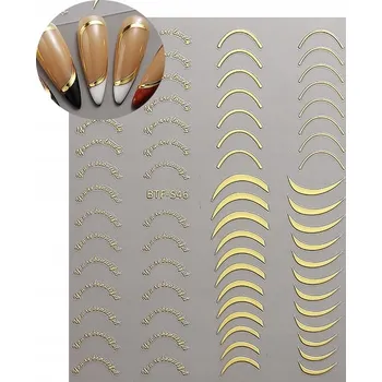 samolepka Samolepky na nehty Pásky na francouzské 3D ozdoby Zlaté S86