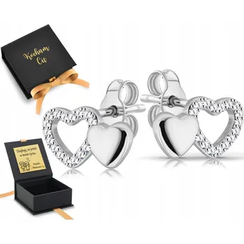 Náušnice STŘÍBRNÉ NÁUŠNICE NÁUŠNICE SRDÍČKA GRAVÍROVÁNÍ 925