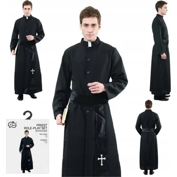 Karnevalový kostým Kostým kněze, sutana, kněz pro dospělé, kostýmový kostým