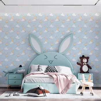 Tapeta Sablio Tapeta Měsíčky, hvězdičky a mráčky - 208x125 cm