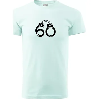 Pánské tričko Narozeninové tričko pro policajta - pouta 60 - Klasické pánské triko vyšší gramáže - 3XL ( Frost )