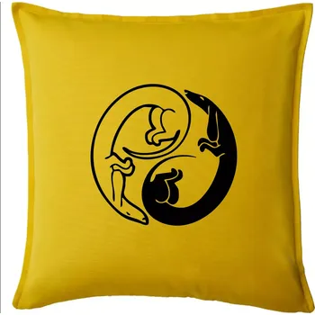 Polštář Jezevčíci - Jin jang - Polštář 50x50 - 50x50 - Pouze potah ( Žlutá )