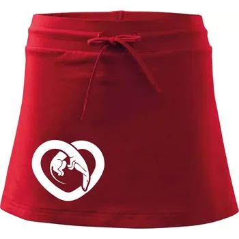 Dámská sukně Jezevčík srdce - plný - Sportovní sukně - two in one - M ( Červená )