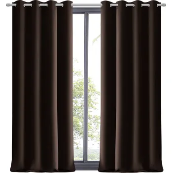 Obraz Závěs Hnědý Matný Hladký Dekorace Okna do Obývacího Pokoje 145x270P