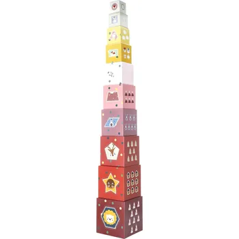 Dřevěná hračka lupilu® Dětská skládací věž (červená)