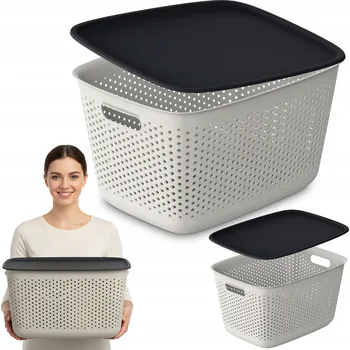 Úložný box PLASTOVÁ AŽUROVÁ NÁDOBA KRABIČKA PLASTOVÁ UZAVÍRATELNÁ S VÍKEM BOX 17 L