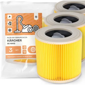 Filtr do vysavače 3x FILTR do VYSAVAČE Kärcher SE 4002 Vzduchový VÝKONNÝ SILNÝ Filtry EM-W