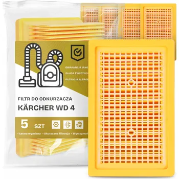 Filtr do vysavače 5x FILTR do VYSAVAČE Kärcher WD 4 Vzduchový Vlnitý Plochý FILTRY EM-W