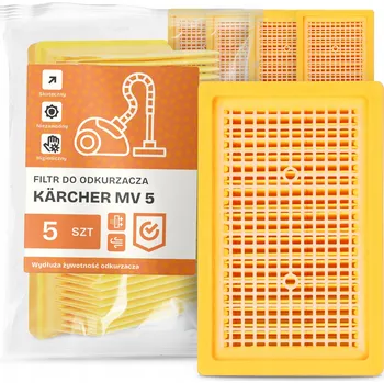 Filtr do vysavače 5x FILTR do VYSAVAČE Kärcher MV 5 Vzduchový Skládaný Plochý FILTRY EM-W