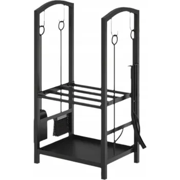 Koš na palivové dřevo, kovový stojan na palivové dřevo s příslušenstvím, nářadí pro krb LoftFireplace