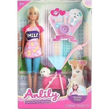 Panenka Panenka Anlily se psem a kočárkem