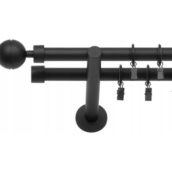 Obraz GARNÝŽ DVOJITÁ 120 CM 19 MM ČERNÝ MAT KULA OPTIC TICHÁ KOLEČKA NA ŽABKY