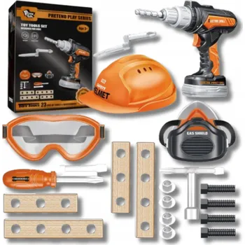 Dětská dílna Stavební Sada Nářadí Vrtačka Elektrická Brýle Helma Dětská
