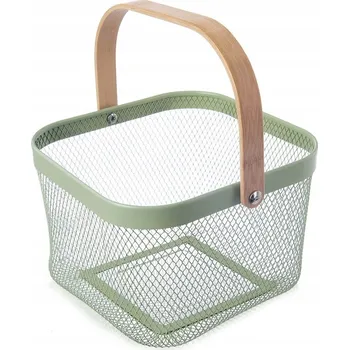 Úložný box KOŠÍK NA OVOCE A ZELENINU, KOVOVÝ KOŠÍK ZELENÝ, KUCHYŇSKÝ PRO SKLADOVÁNÍ