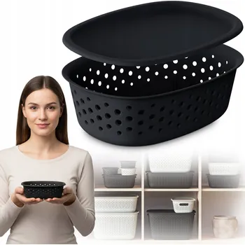 Úložný box Plastová Prolamovaná Nádoba Krabička Plastový Uzavíratelný S Víkem Box 0,8L