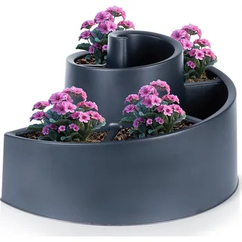 Stojan na květiny DRŽÁK NA KVĚTINÁČ ZAHRADNÍ STOJAN NA KVĚTINY KASKÁDOVÝ SPIRÁLOVÝ ČERNÝ