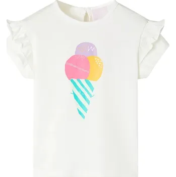 Chlapecké tričko VidaXL Dětské tričko s krátkým rukávem, krémové, velikost 140