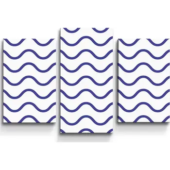 Obraz Sablio Obraz - 3-dílný Modré vlnky - 75x50 cm
