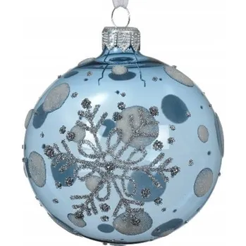 Vánoční ozdoba Skleněná vánoční vánoční koule 8cm se sněhovou vločkou 1 Ks