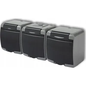 Elektrická zásuvka Trojitá vodotěsná zásuvka na omítku, popelavá 30GHE-3 Karlik Junior IP54