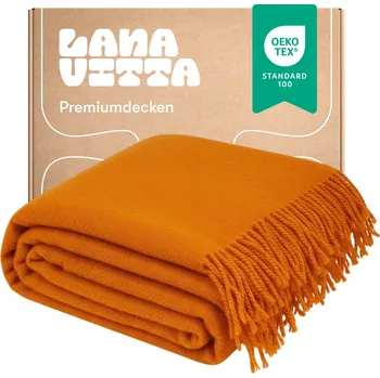 deka Vlněná deka "Runo" teplá, 100% novozélandská vlna, oranžová, 140 x 200 cm